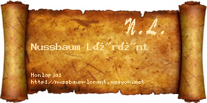 Nussbaum Lóránt névjegykártya