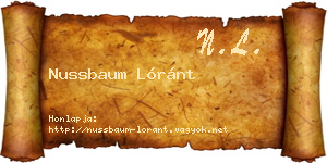 Nussbaum Lóránt névjegykártya